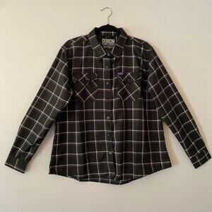 Dixxon Flannel Company Defcon Powersports Men 2X Black Purple Button Down Shirt